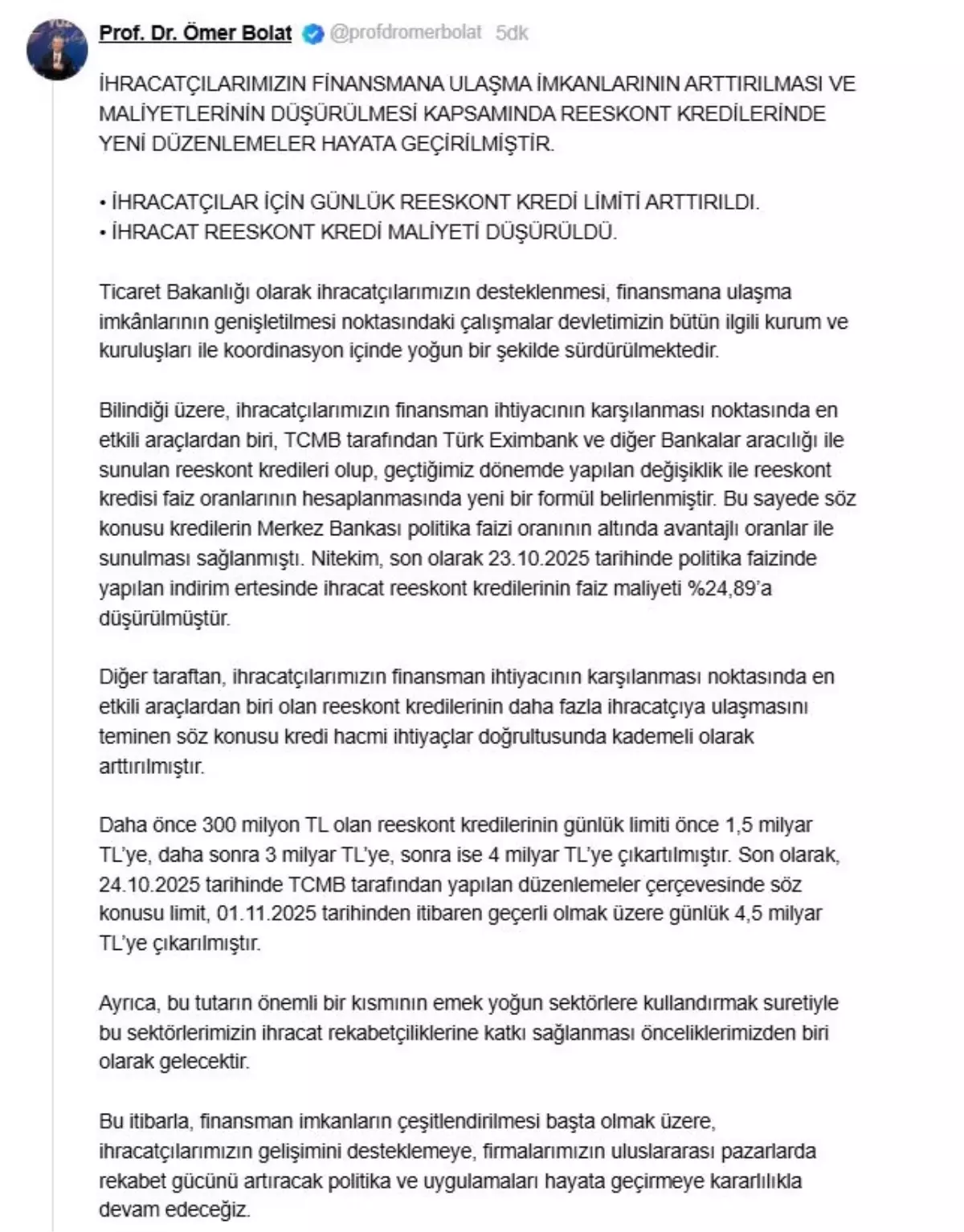 ticaret bakani bolat ihracatcilar icin finansman imkanlari genisletiliyor bhJ29IHL.jpg